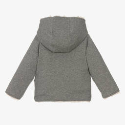 بوبولي-جاكيت بوجهين فرو صناعي وقطن لون بيج ورمادي | Childrensalon Outlet