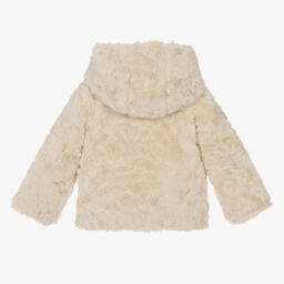 بوبولي-جاكيت بوجهين فرو صناعي وقطن لون بيج ورمادي | Childrensalon Outlet