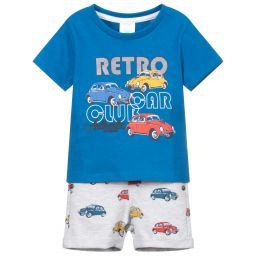 Boboli-Blue & Grey Cotton Shorts Set | Childrensalon Outlet