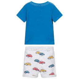 Boboli-Blue & Grey Cotton Shorts Set | Childrensalon Outlet