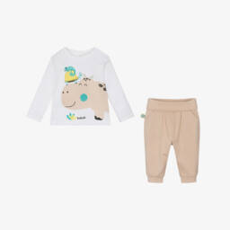 Boboli-Boys Beige Hippo Print Set | Childrensalon Outlet