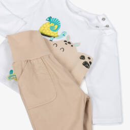 Boboli-Boys Beige Hippo Print Set | Childrensalon Outlet