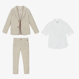 Boboli-Boys Beige & Ivory Trouser Set | Childrensalon Outlet