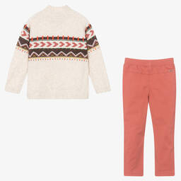 Boboli-Boys Beige & Red Trouser Set | Childrensalon Outlet