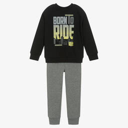 Boboli-Черный свитшот и серые брюки из хлопка | Childrensalon Outlet