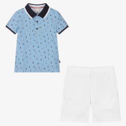 Boboli-Boys Blue Boats Shorts Set | Childrensalon Outlet