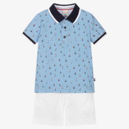 Boboli-Boys Blue Boats Shorts Set | Childrensalon Outlet