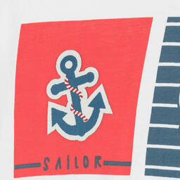 Bobux-طقم شورت قطن جيرسي لون أبيض وأزرق للأولاد | Childrensalon Outlet