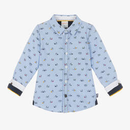 Boboli-قميص سليم فيت قطن لون أزرق للأولاد | Childrensalon Outlet