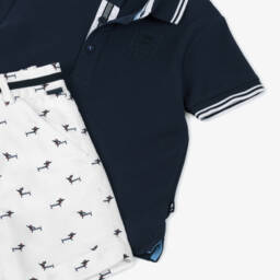 Boboli-طقم شورت أزرق بطبعة كلاب للأولاد | Childrensalon Outlet