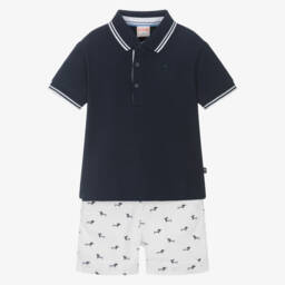 Boboli-طقم شورت أزرق بطبعة كلاب للأولاد | Childrensalon Outlet