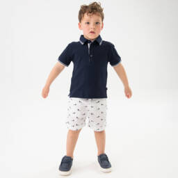 Boboli-طقم شورت أزرق بطبعة كلاب للأولاد | Childrensalon Outlet