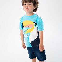 Boboli-Boys Blue Graphic Cotton T-Shirt | Childrensalon Outlet
