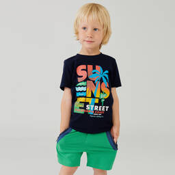Boboli-Синяя футболка и зеленые шорты для мальчиков | Childrensalon Outlet