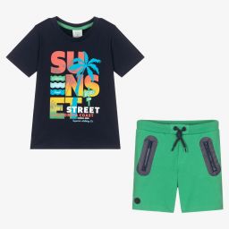 Boboli-Синяя футболка и зеленые шорты для мальчиков | Childrensalon Outlet