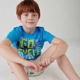 Boboli-Boys Blue & Grey Shorts Set | Childrensalon Outlet