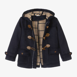 Boboli-Boys Blue Hooded Duffel Coat | Childrensalon Outlet