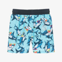Boboli-Boys Blue Shark Print Swim Shorts | Childrensalon Outlet