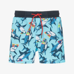 Boboli-Boys Blue Shark Print Swim Shorts | Childrensalon Outlet