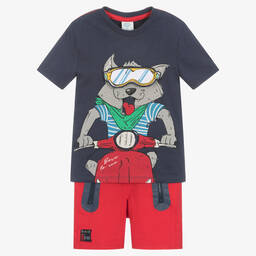 Boboli-Boys Blue Top & Red Shorts Set | Childrensalon Outlet