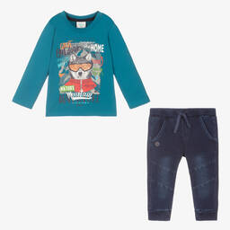 Boboli-Boys Blue Top & Trouser Set | Childrensalon Outlet