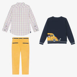 Boboli-Boys Blue & Yellow Cotton Trouser Set | Childrensalon Outlet