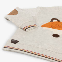 Boboli-Boys Cream Cotton Fox Jumper | Childrensalon Outlet