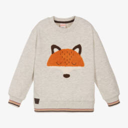 Boboli-Boys Cream Cotton Fox Jumper | Childrensalon Outlet