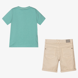 Boboli-Boys Green & Beige Shorts Set | Childrensalon Outlet