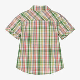 Boboli-Boys Green Check Cotton Shirt | Childrensalon Outlet