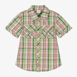 Boboli-Boys Green Check Cotton Shirt | Childrensalon Outlet