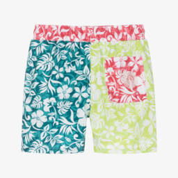 Boboli-Boys Green Leaf Print Swim Shorts | Childrensalon Outlet