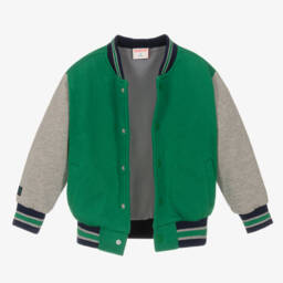 بوبولي-جاكيت بومبر قطن لون أخضر ورمادي للأولاد | Childrensalon Outlet