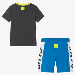 Boboli-Boys Grey & Blue Cotton Gaming Shorts Set | Childrensalon Outlet