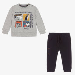 Bobux-تراكسوت قطن جيرسي لون رمادي وكحلي للأولاد | Childrensalon Outlet