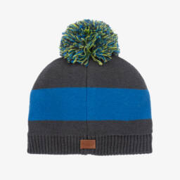Boboli-Шерстяная вязаная шапка серого и синего цвета для мальчиков | Childrensalon Outlet