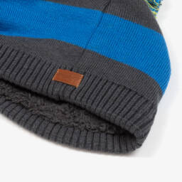 Boboli-Шерстяная вязаная шапка серого и синего цвета для мальчиков | Childrensalon Outlet