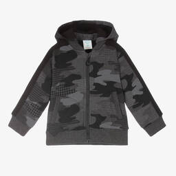 Boboli-Серый топ на молнии c камуфляжным принтом для мальчиков | Childrensalon Outlet
