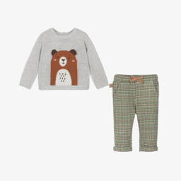 Bobux-طقم بنطلون قطن لون رمادي وأخضرللمواليد | Childrensalon Outlet