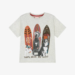 Boboli-Boys Grey Pup Adventure Tee | Childrensalon Outlet
