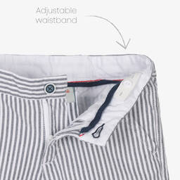 Boboli-Boys Grey Striped Cotton Shorts Set | Childrensalon Outlet