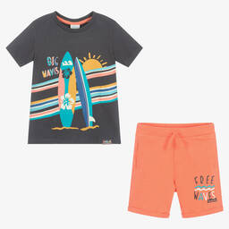 Boboli-Серый топ и оранжевые шорты | Childrensalon Outlet