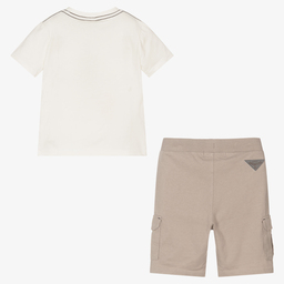 Boboli-Boys Ivory & Beige Shorts Set | Childrensalon Outlet