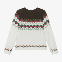 Boboli-Boys Ivory Fairisle Knit Jumper | Childrensalon Outlet