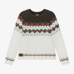 Boboli-Boys Ivory Fairisle Knit Jumper | Childrensalon Outlet