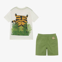 Boboli-Boys Ivory & Green Cotton Shorts Set | Childrensalon Outlet