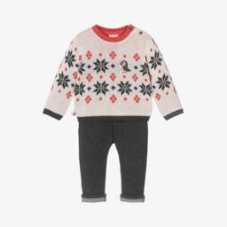 Boboli-Boys Ivory Grey Fairisle Set | Childrensalon Outlet