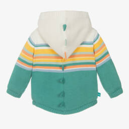 بوبولي-معطف شتوي محبوك ومقلم لون عاجي وأخضر للأطفال | Childrensalon Outlet