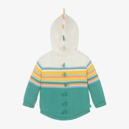 بوبولي-معطف شتوي محبوك ومقلم لون عاجي وأخضر للأطفال | Childrensalon Outlet