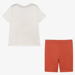 Boboli-Boys Ivory & Red Cotton Shorts Set | Childrensalon Outlet